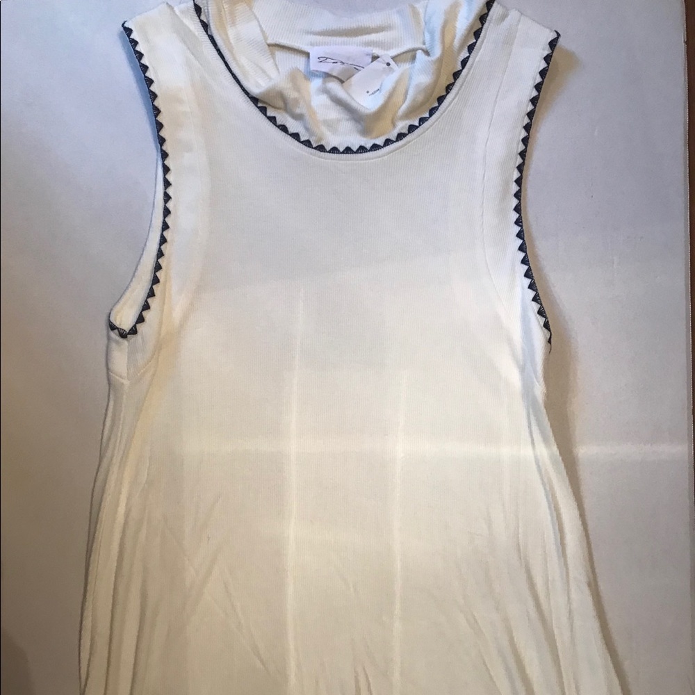 Cream dress with navy detail